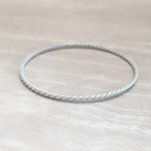 Vintage Bangle Bracelet 8.5" Twisted Metallic White-ish